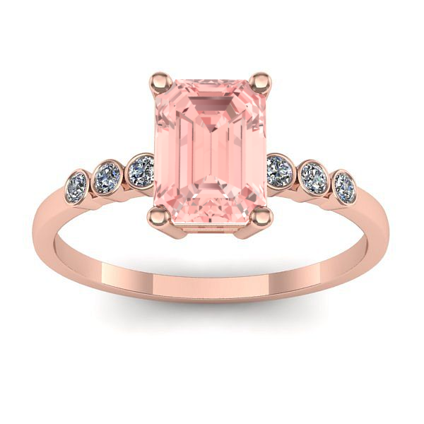 Inel cu diamant de laborator roz dreptunghiular