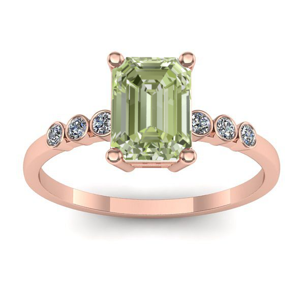 Inel logodna cu diamant de laborator verde dreptunghiular