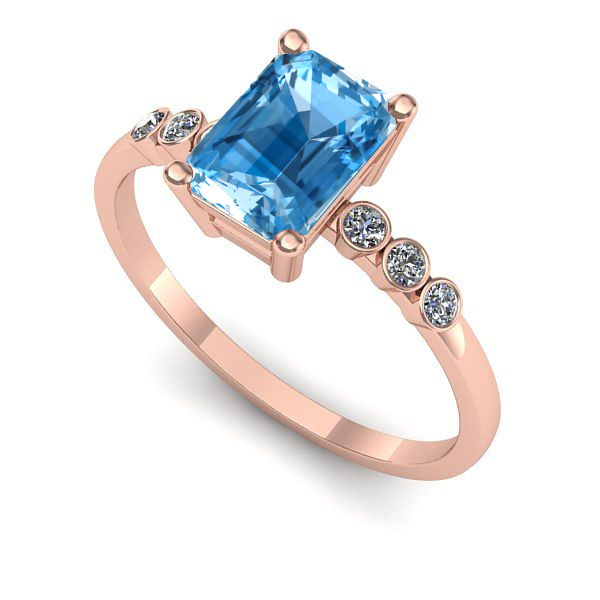 Inel de logodna din aur roz cu topaz blue