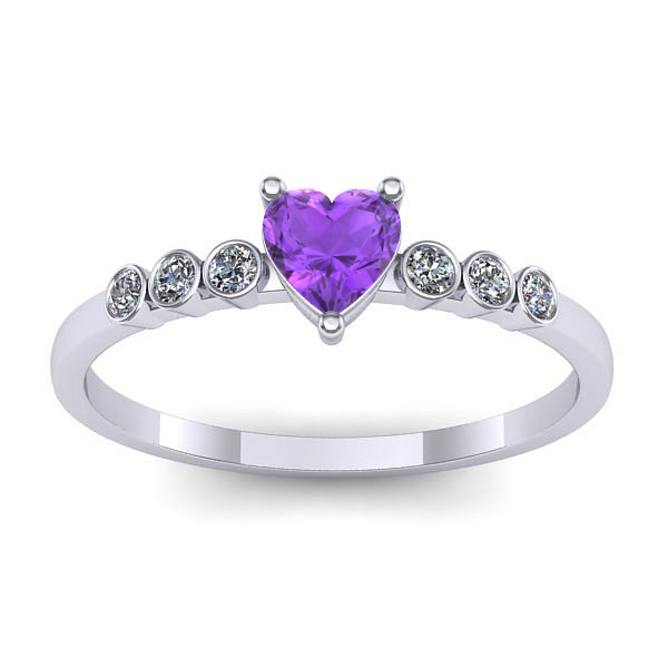 Inel de logodna cu ametist inima