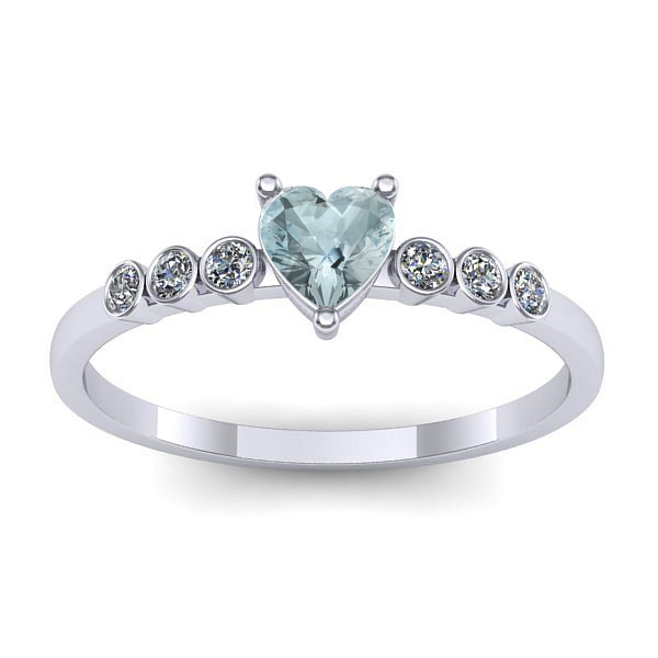 Inel de logodna cu aquamarin inima