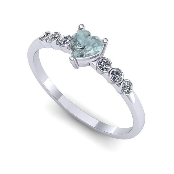 Inel din aur alb cu aquamarin