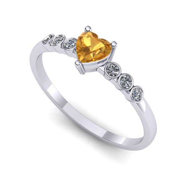 Inel logodna din aur alb cu citrin