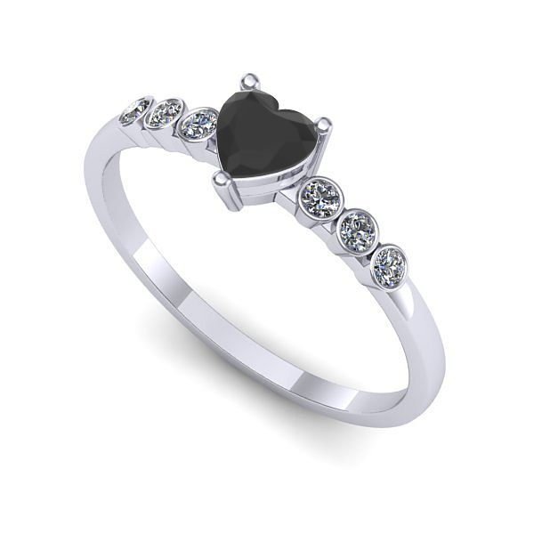 Inel din aur alb cu diamant negru