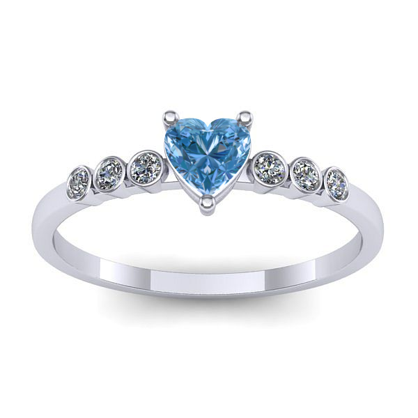 Inel de logodna cu diamant de laborator albastru inima