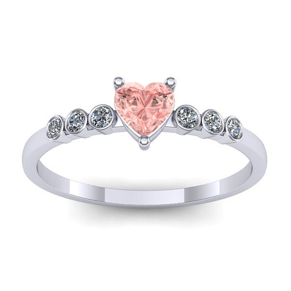Inel de logodna cu diamant de laborator roz inima
