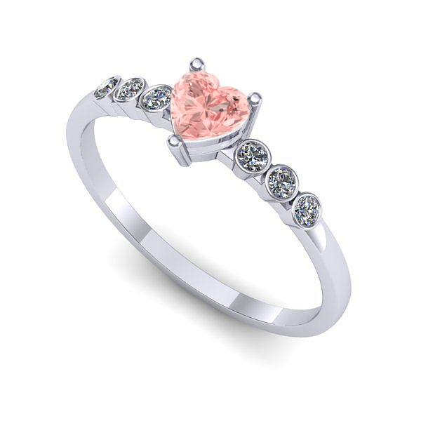 Inel din aur alb cu diamant de laborator roz
