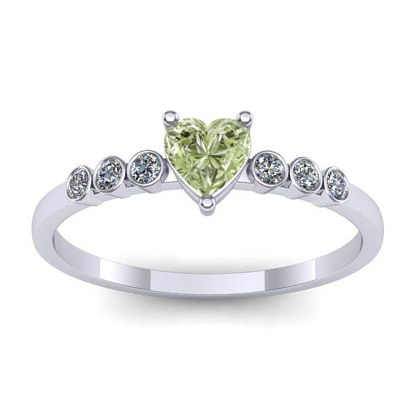 Inel cu diamant de laborator verde inima