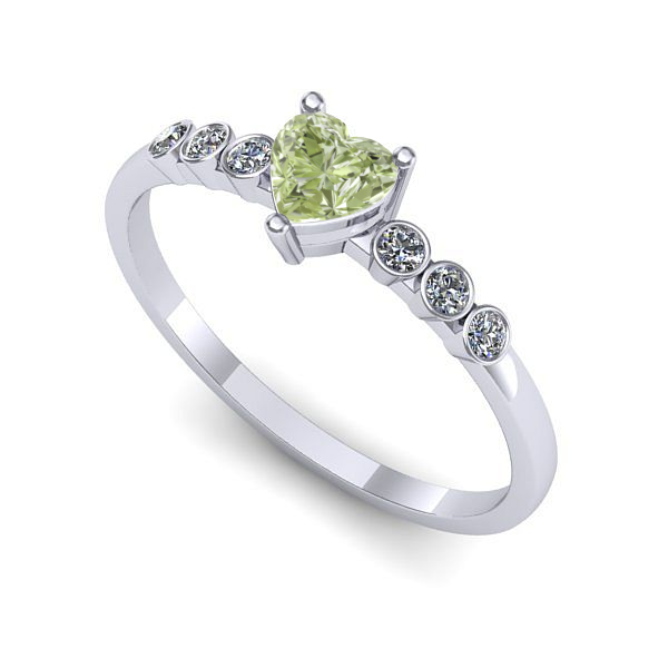 Inel logodna din aur alb cu diamant de laborator verde