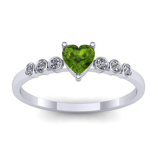 Inel logodna cu peridot inima