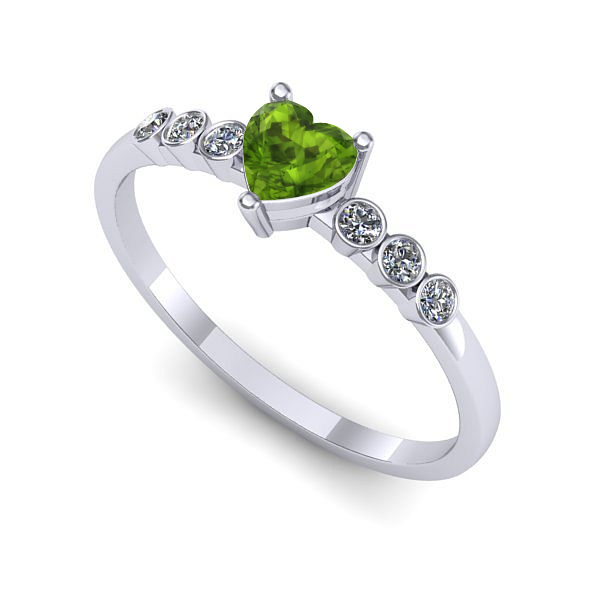 Inel din aur alb cu peridot