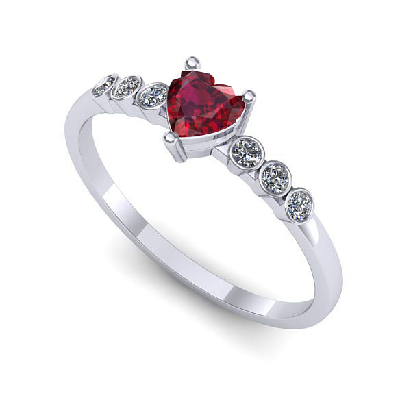 Inel de logodna din aur alb cu rubin