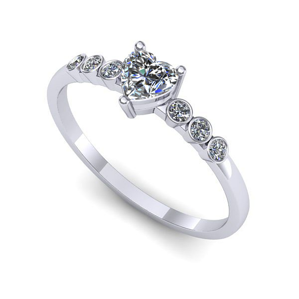 Inel logodna din aur alb cu safir alb