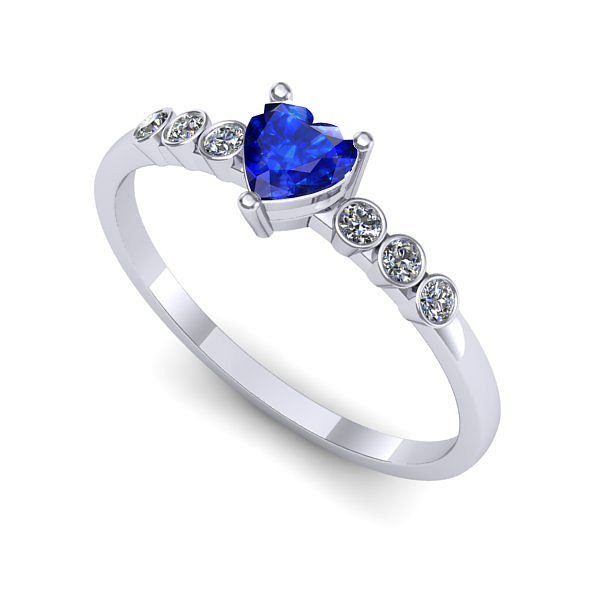 Inel de logodna din aur alb cu safir