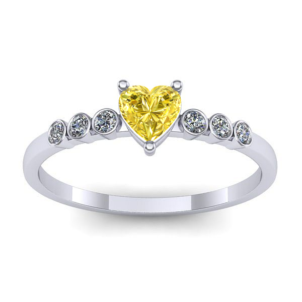 Inel logodna cu safir galben inima