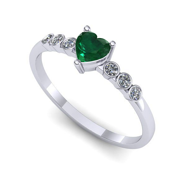 Inel logodna din aur alb cu smarald
