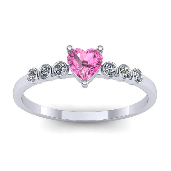 Inel de logodna cu safir roz inima