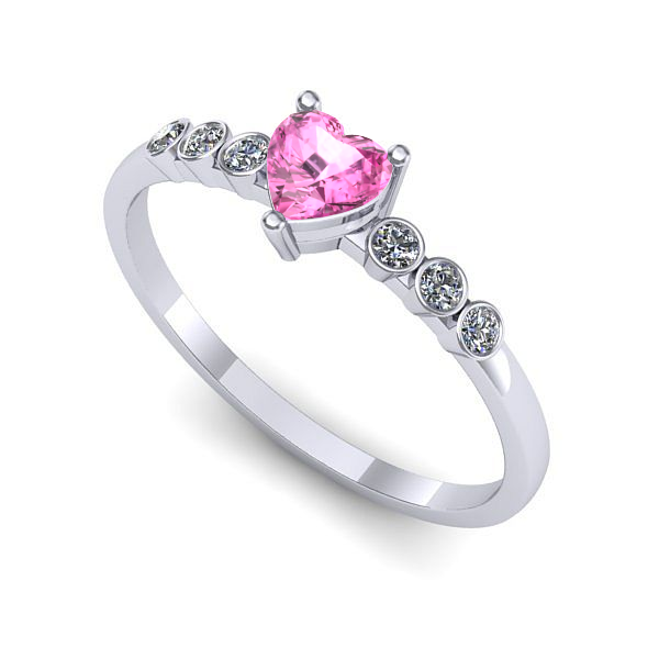 Inel logodna din aur alb cu safir roz