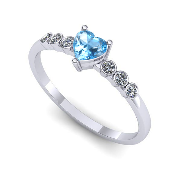 Inel de logodna din aur alb cu topaz blue