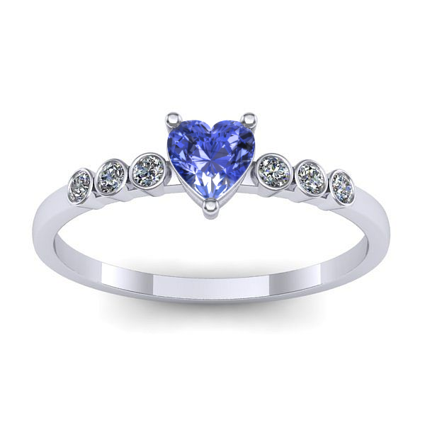 Inel cu tanzanit inima