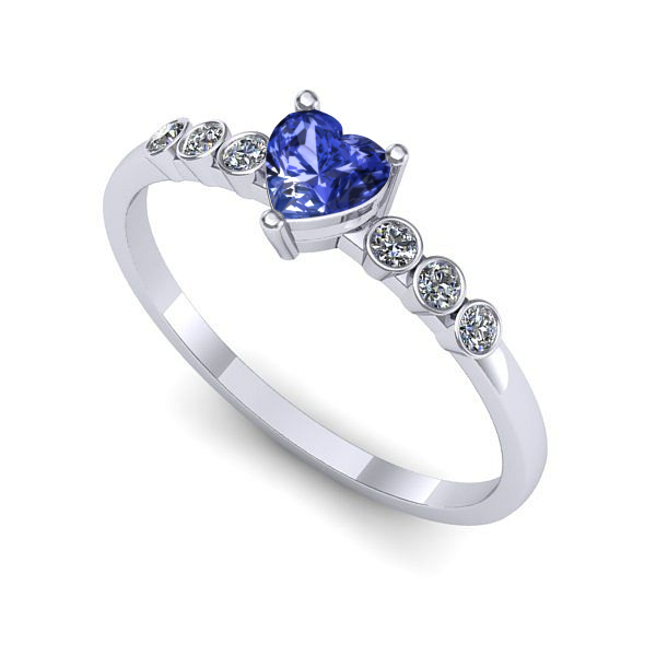 Inel logodna din aur alb cu tanzanit