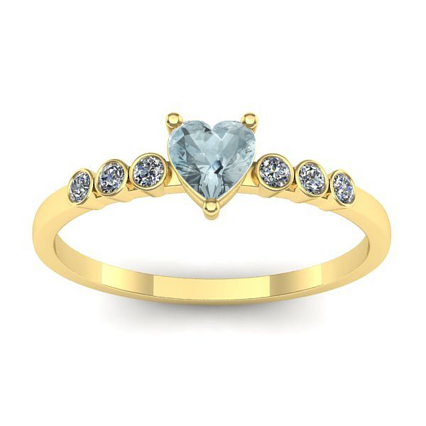 Inel cu aquamarin inima