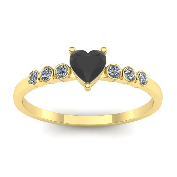 Inel logodna cu diamant negru inima