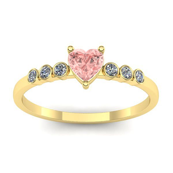 Inel logodna cu diamant de laborator roz inima