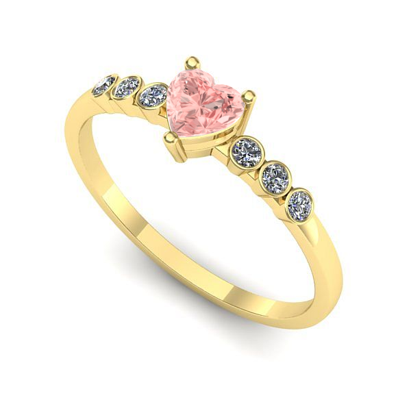 Inel de logodna din aur galben cu diamant de laborator roz