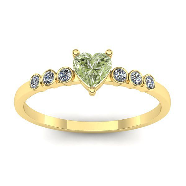 Inel de logodna cu diamant de laborator verde inima