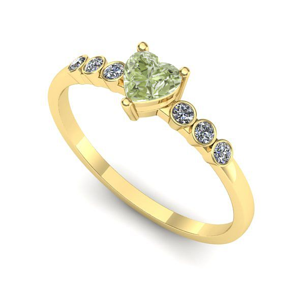 Inel de logodna din aur galben cu diamant de laborator verde