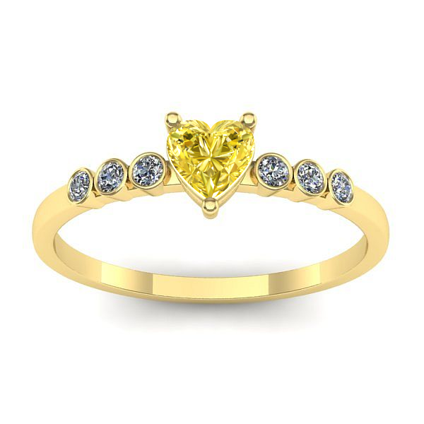 Inel logodna cu safir galben inima