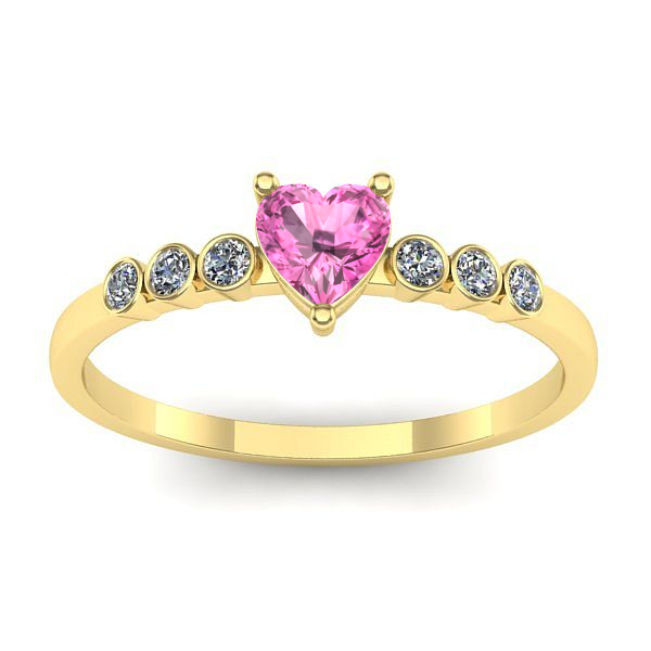 Inel de logodna cu safir roz inima