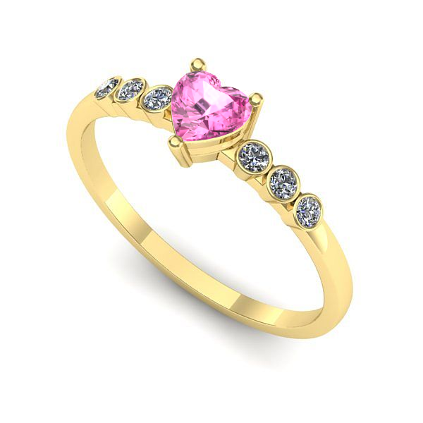 Inel din aur galben cu safir roz