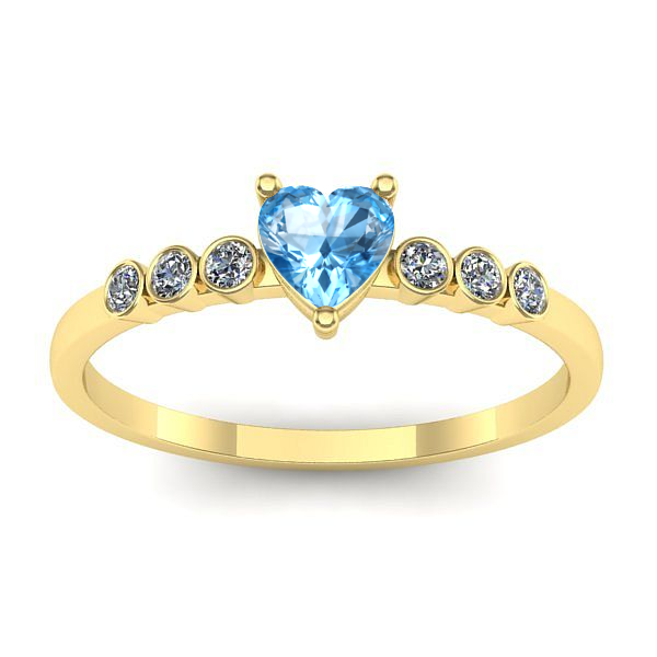 Inel cu topaz blue inima