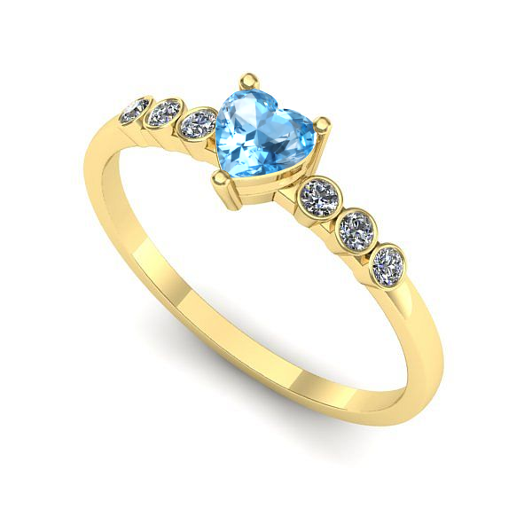 Inel logodna din aur galben cu topaz blue