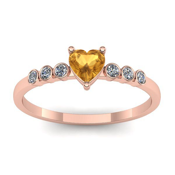 Inel logodna cu citrin inima