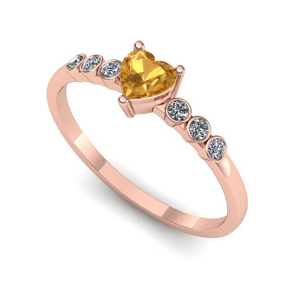 Inel de logodna din aur roz cu citrin