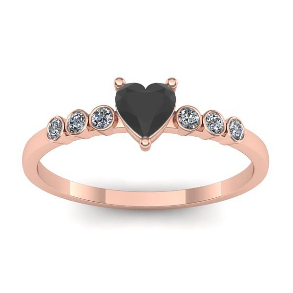 Inel logodna cu diamant negru inima