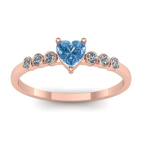 Inel de logodna cu diamant de laborator albastru inima