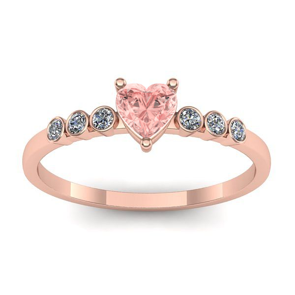 Inel logodna cu diamant de laborator roz inima