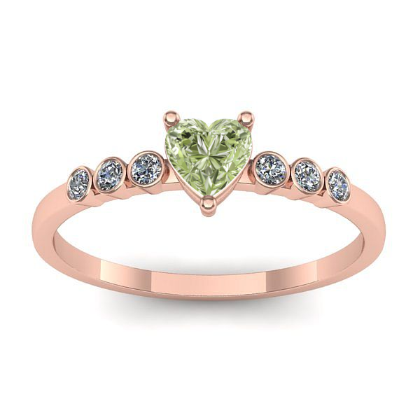 Inel logodna cu diamant de laborator verde inima