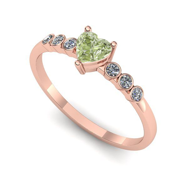 Inel logodna din aur roz cu diamant de laborator verde