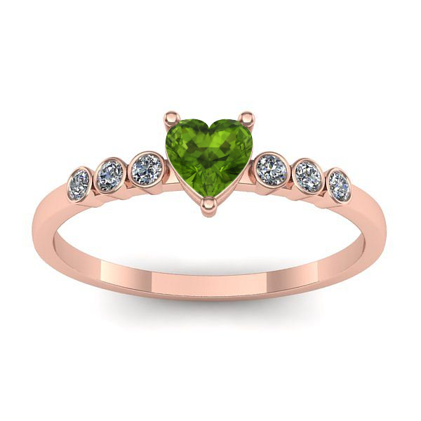 Inel de logodna cu peridot inima