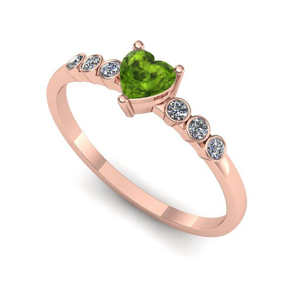 Inel din aur roz cu peridot