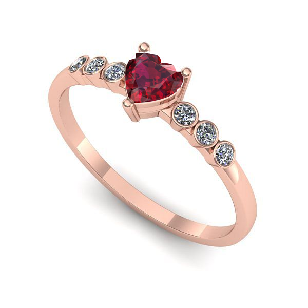 Inel logodna din aur roz cu rubin