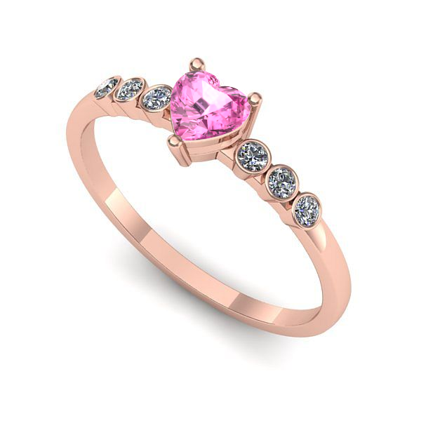 Inel din aur roz cu safir roz