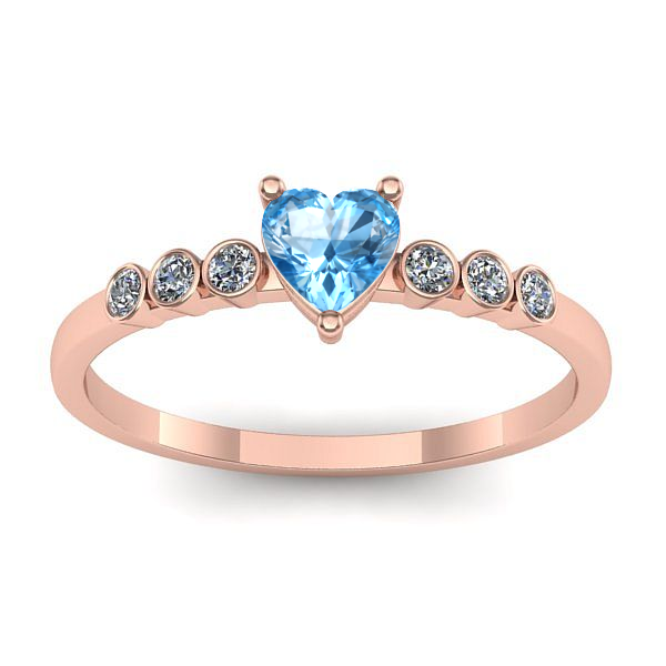 Inel cu topaz blue inima