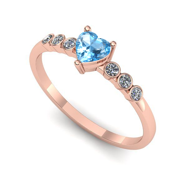 Inel logodna din aur roz cu topaz blue