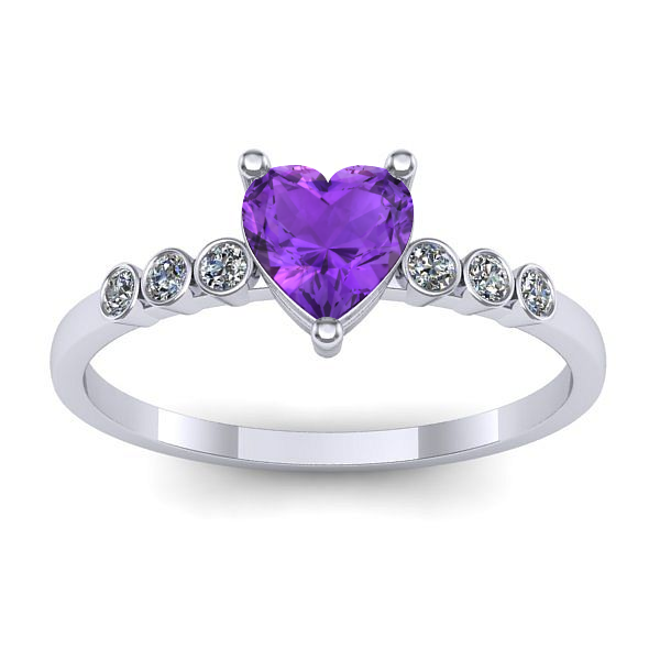 Inel logodna cu ametist inima